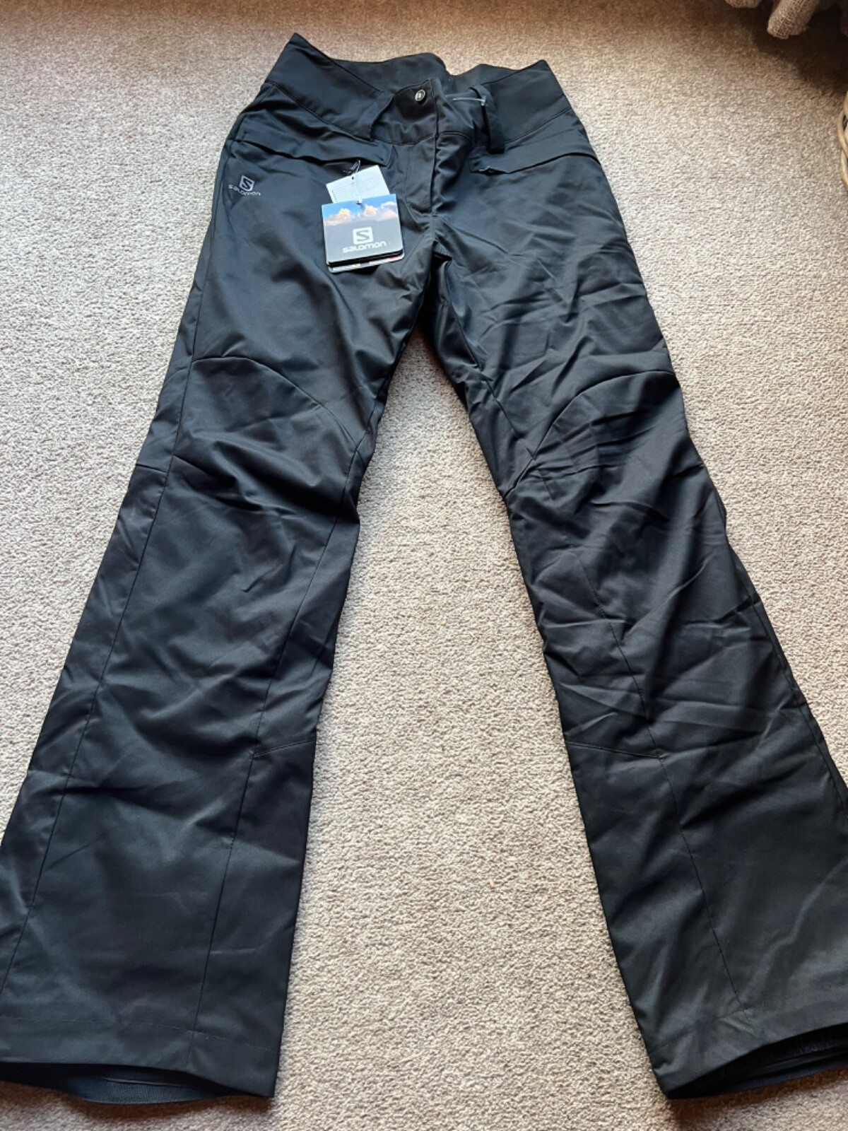 Pantaloni da sci da donna Salomon salopette da sci taglia 8 XS neri nuovi con etichette prezzo standard £119 99