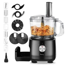 Davivy 7 Cup Food Processor, 10 Functions Built-in Storage Drawer Vegetable Chop