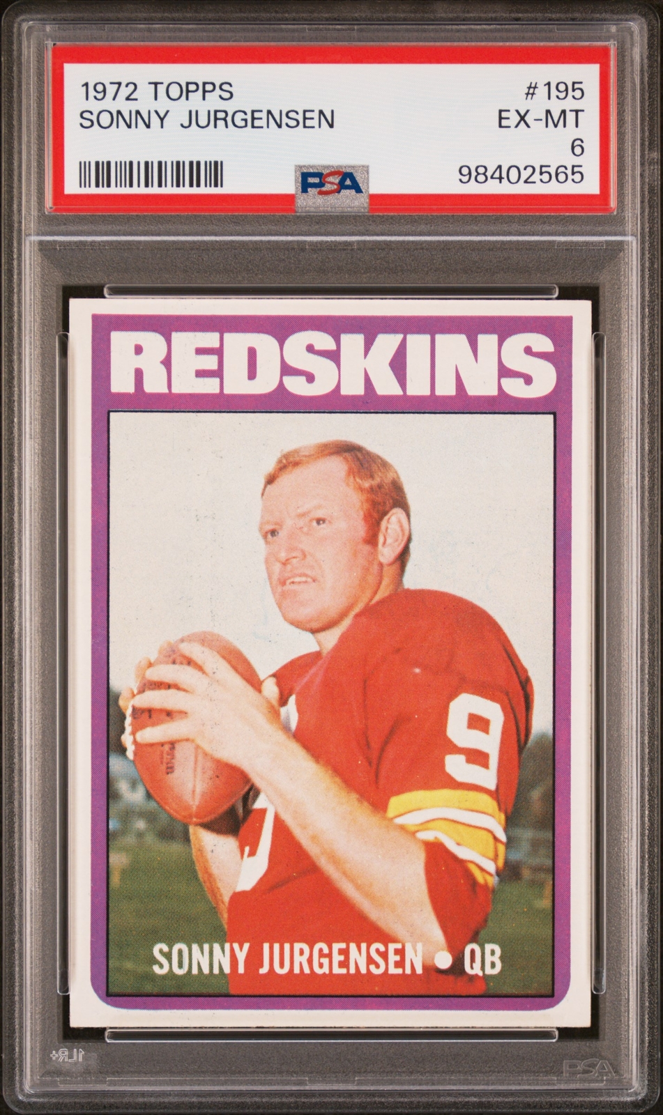 1972 TOPPS #195 SONNY JURGENSEN PSA 6