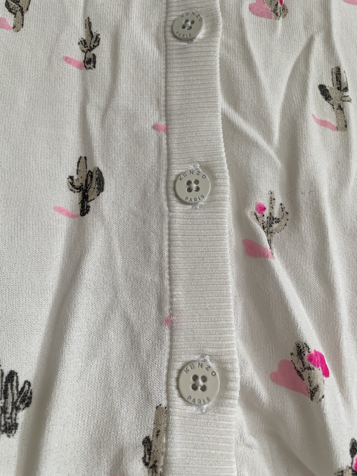 Kenzo Paris White Cactus Cardigan Jumper top Button Down Pink Small y2k image 4