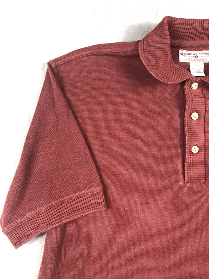 Camisa Polo Boca Classics Para Hombres Grande Club Golf Manga Corta Granate Foto 3 de 4