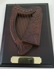 Brian McGirr Handcrafted Celtic Wood Carving The Irish Harp Home Art Wall Decor
