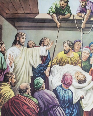 Catholic Print Picture Jesus Healing Sick Sh 8 X 10 Ready To Be Framed Ebay