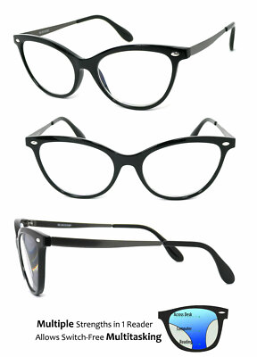 Cat Eye Progressive Reading Glasses 3 Strengths in 1 Reader Multi Focus Readers