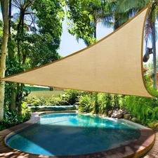 Sun Shade Sail Triangle 12' x 12' x 12', Sand Outdoor Canopy for Patio Lawn Yard