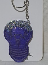 Handmade Teacher Resin Keyring, Teachers Gonna Teach, Purple And Silver