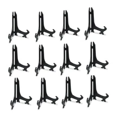 artliving 5inch Black 12pcs/Set Plastic Easels Plate Display Stands Picture Fram