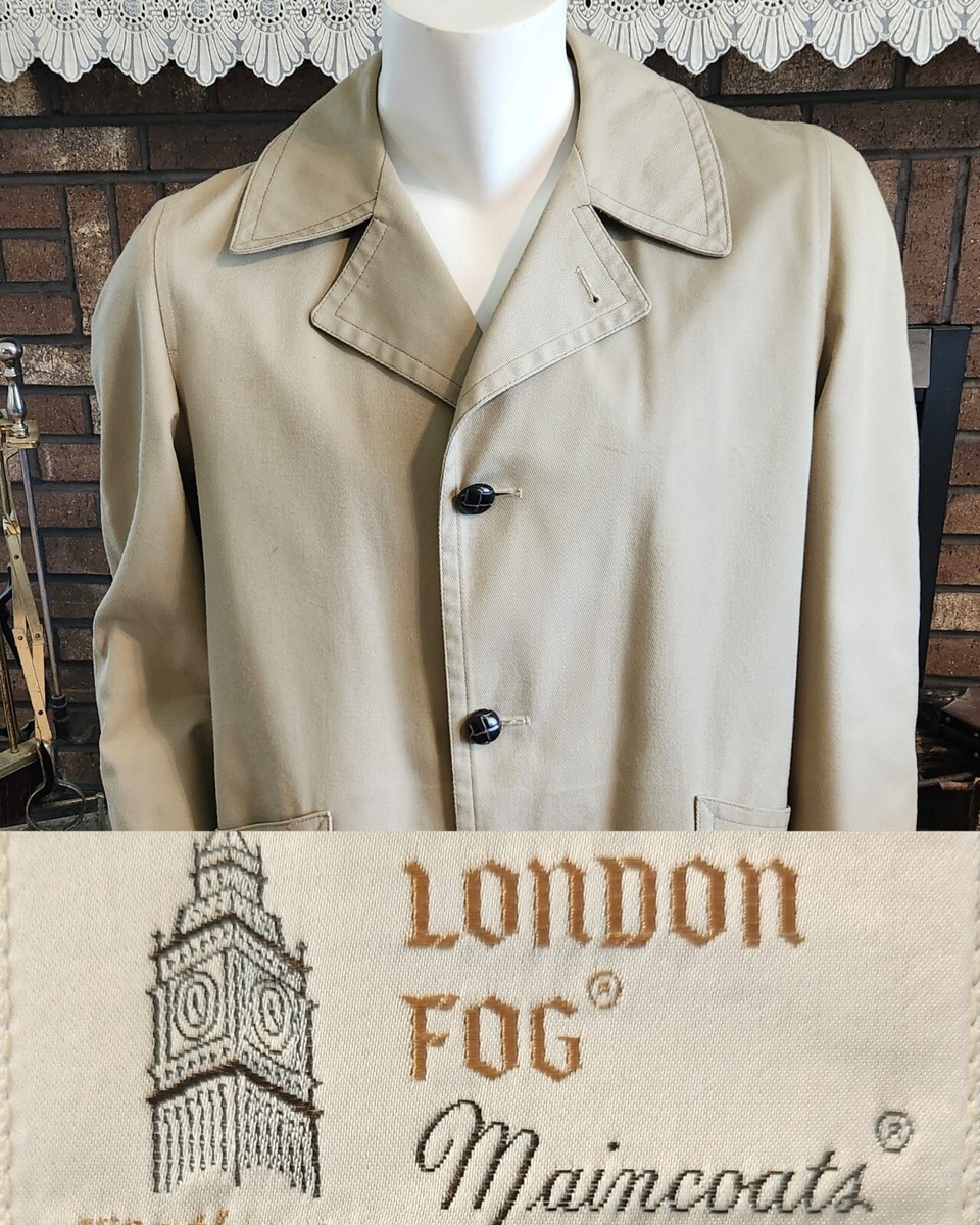 Vintage London Fog Trench Coat Jacket Mens 40 Short Tan Vintage London Fog Trench Coat Jacket Mens 40 Short Tan