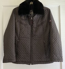 Vintage Postcard Quilted Removable Collar Ski Jacket Brown Size It 40 Us 4