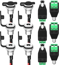Daiertek DC Jack 5.5X2.1Mm Pre-Wired Female DC Power Jack Panel Mount Barrel Jac