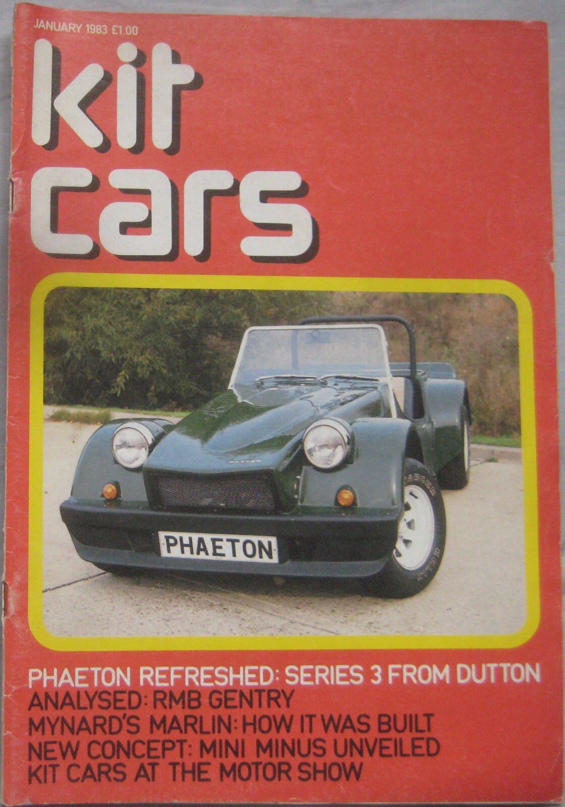 Kit Car magazine January 1983 featuring Dutton Phaeton, RMB Gentry, GTM