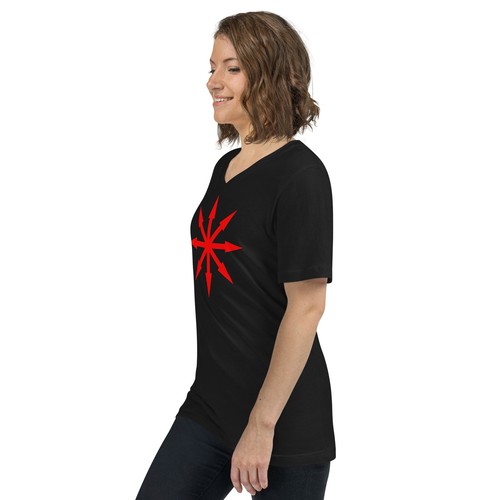 T-shirt unisex collo a V rosso Symbol of Chaos Magick Star - Foto 4 di 17