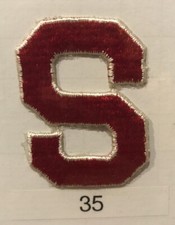STANFORD UNIVERSITY ~ VINTAGE NEW ~ S Text ~ Sewn Patch NCAA College