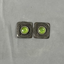 Vintage Arts  Crafts Belt Buckle Echo Lov. Chartreuse