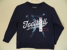 NWT HANES SOFTSWEATS boys FLEECE SWEATSHIRT TOP drk blue w/Football scene size S