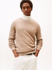 Tommy Hilfiger Brown Cable Knit Crew Neck JumperMens Size M - 89