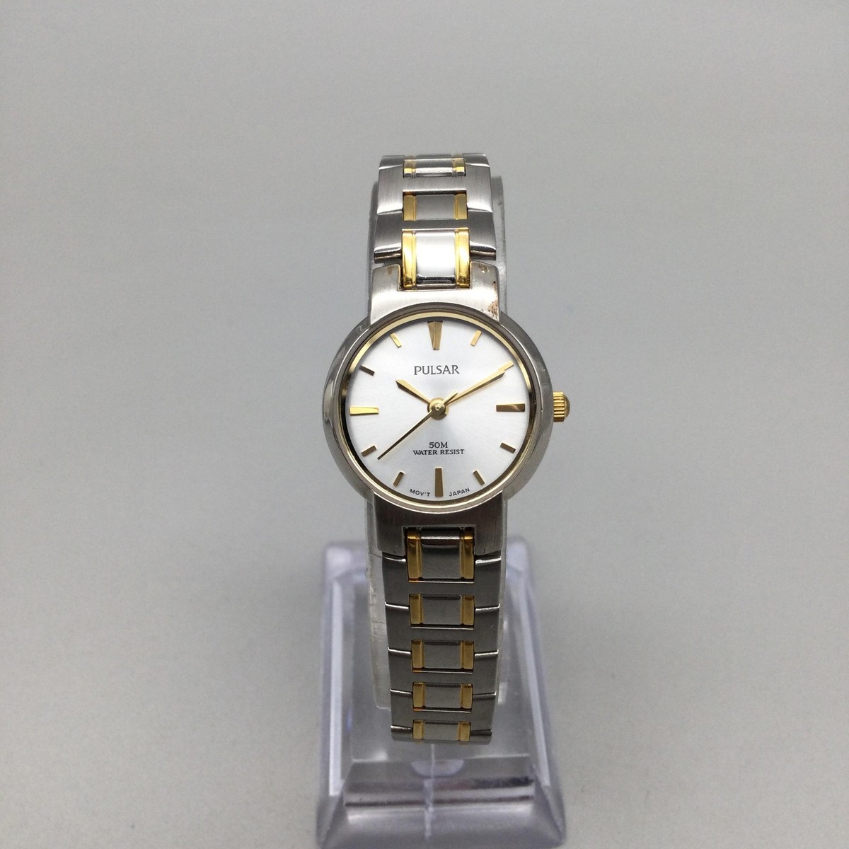 Pulsar Watch Womens 23mm Silver Gold Two-Tone Stainless Steel 50M