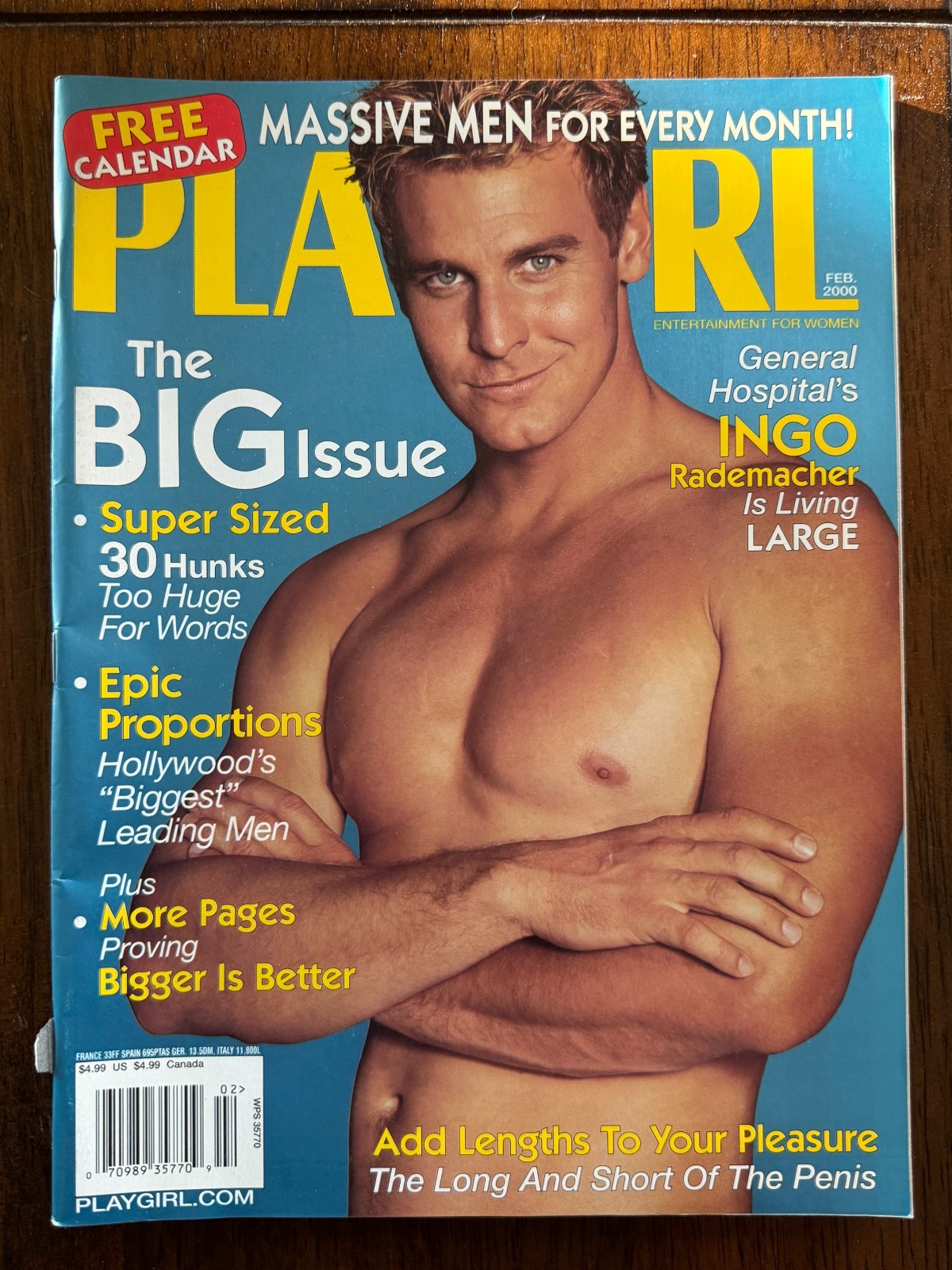 PLAYGIRL February 2000, Excellent, Nude Males, Pullout Calendar, Centerfold