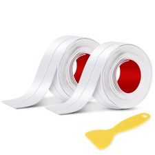 White Caulk Tape 2 Rolls Waterproof Self-Adhesive Tub Wall Sealing Strip PV...