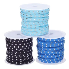 50ft Studded Cord Rope, 3 Pack Silver Rivets, Blue/Lake Blue/Navy Blue
