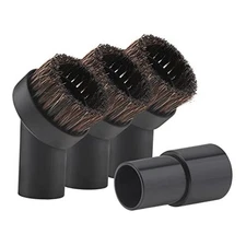 Vacuum Brush Horse Hair Vacuum Attachment Round Dust Brush with Universal Black