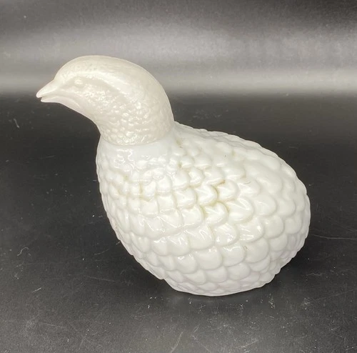 Vintage Avon Cologne Bottle The Partridge Somewhere Milk Glass White Bird Empty