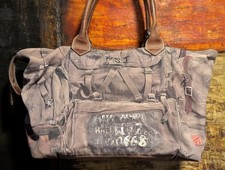 Paul Smith Holdall Duffle Weekender Canvas & Leather Military Print - 18x14x10"