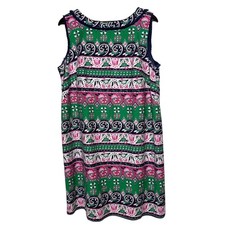 Talbots Woman Multi Pattern Fringe Sheath Dress Spring Summer Easter Tropical