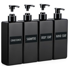 Segbeauty Black Shower Refillable Dispenser, 4 Pack of 16.9oz Plastic Pump Press
