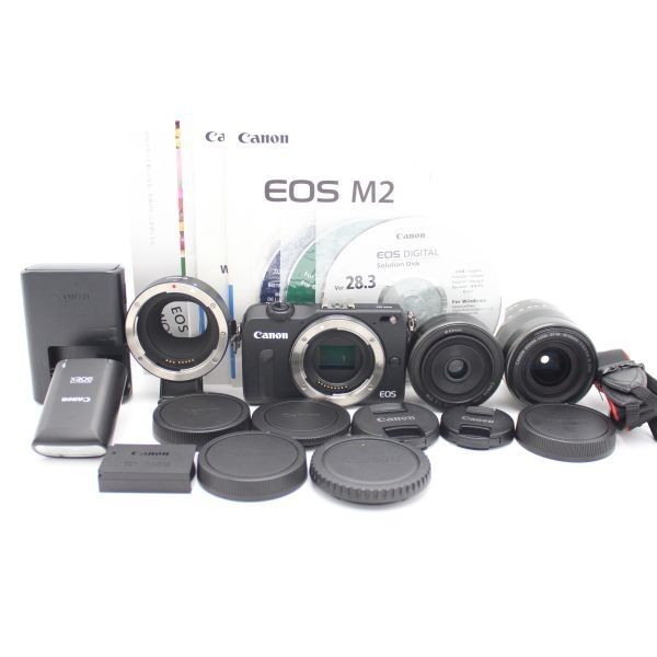 CANON EOS M2 Mirrorless Camera Double Lens Kit, Black EOSM2BK-WLK CANON EOS M2 Mirrorless Camera Double Lens Kit, Black EOSM2BK-WLK