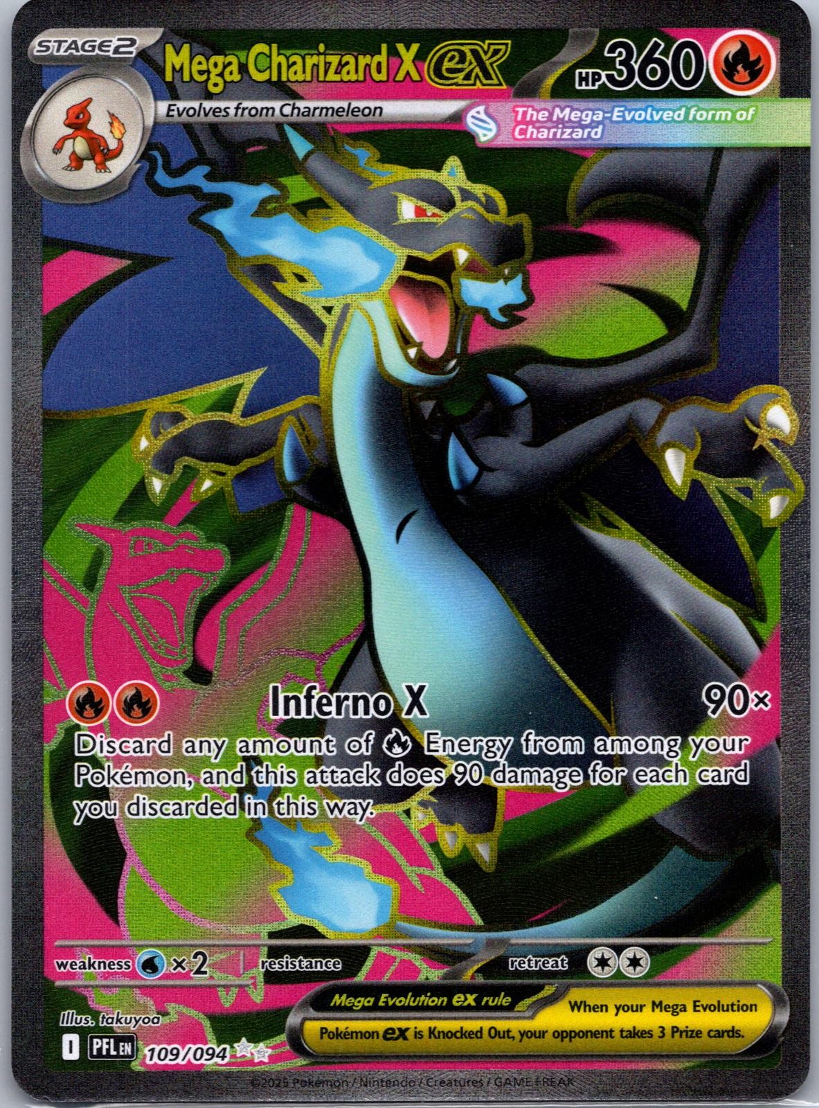 Mega Charizard X ex 109/094 Ultra Rare Phantasmal Flames Pokemon Holo Near Mint