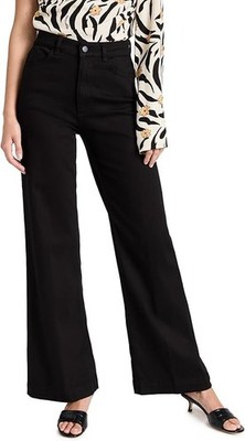 DL1961 Women's Hepburn Wide Leg-High Rise Vintage Jeans-Color:Raven- Size:23