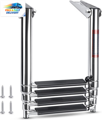 Heavy Duty Boat Telescopic 4 Step Ladder Stainless Steel Swim Platform Telescopi