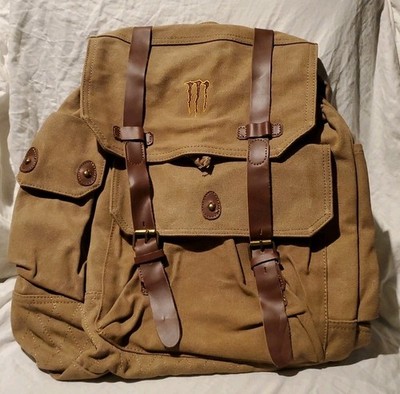 Monster Energy Java Tan Brown Canvas Backpack w/ Multiple Pockets