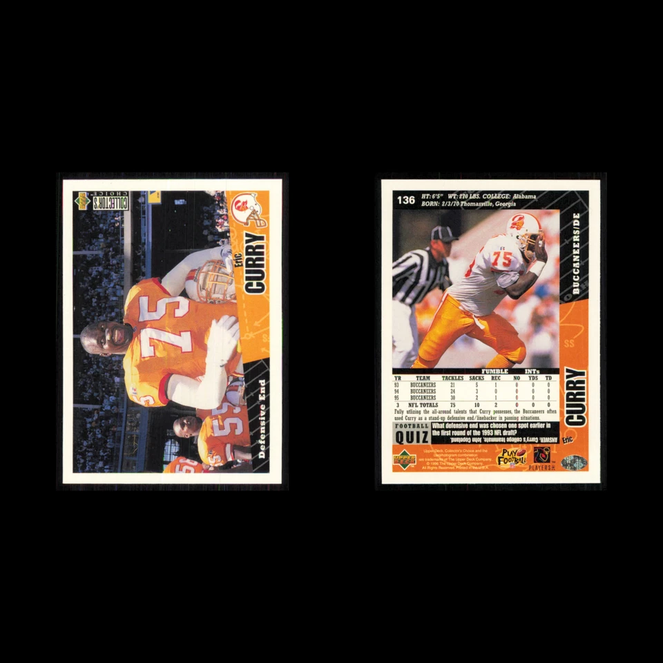 Eric Curry #136 1996 Collectors Choice Tampa Bay Buccaneers Football Card NFL NM - Image 3 of 3