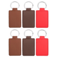 Laser Engraving Keychain Blanks, 6Pcs Rectangle Leather Keychain Blank, 3 Color