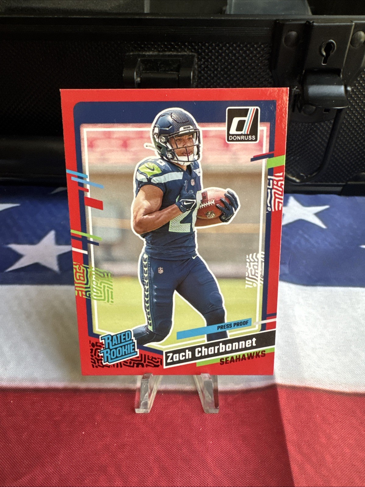 2023 Panini Donruss - Rated Rookie Zach Charbonnet #392 Press Proof Red (RC)