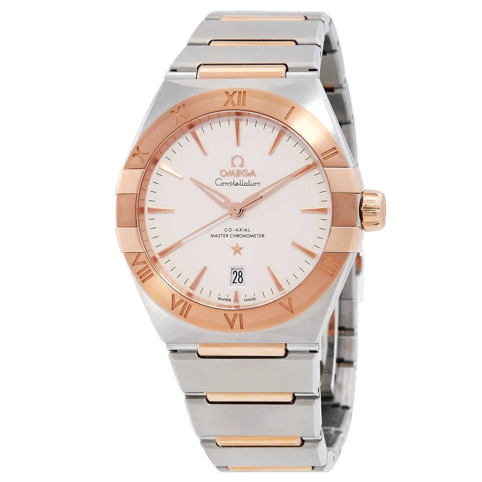Relógio masculino Omega Constellation automático mostrador prateado 13120392002001