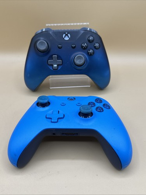 #ad Microsoft Xbox One Wireless Controllers Model 1708 Set of 2 Blue Parts $19.99
