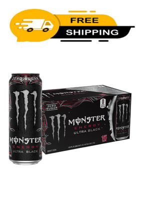 Monster Energy Ultra Black Sugar Free Energy Drink 16 Ounce Pack of 15