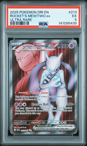 2025 POKEMON DRI EN-DESTINED RIVALS ULTRA RARE TEAM ROCKET'S MEWTWO EX PSA 5