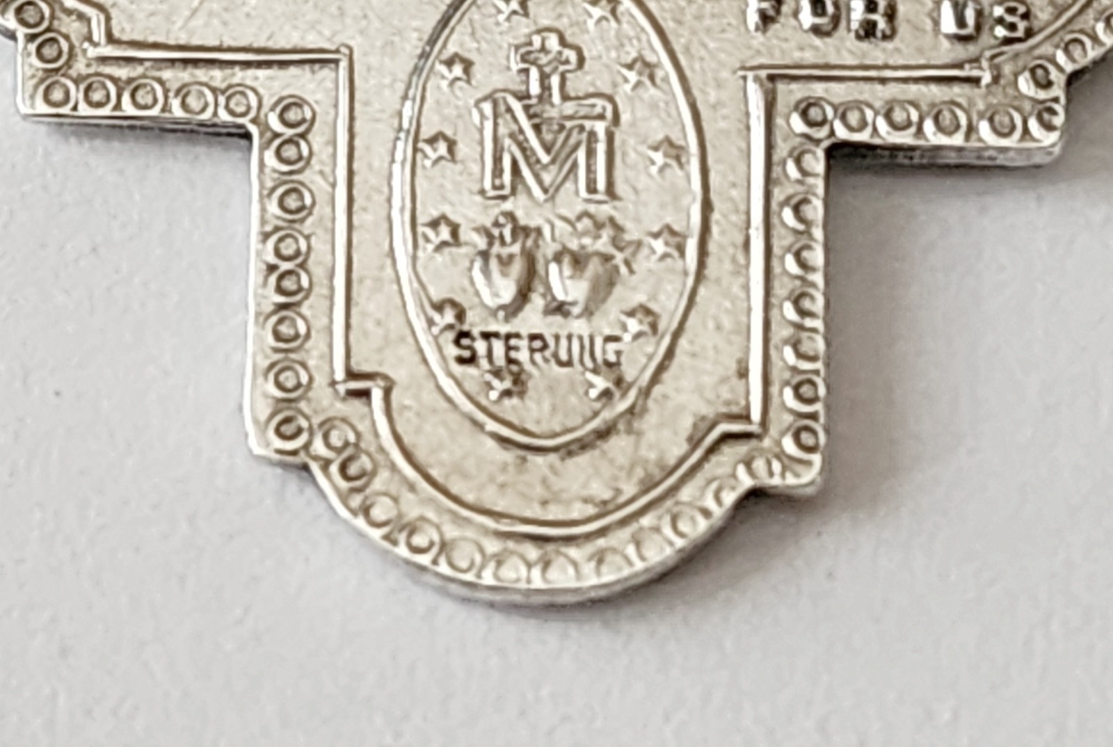 Vintage Sterling Silver Four-Way Medal Necklace Catholic Crucifix 24" Chain