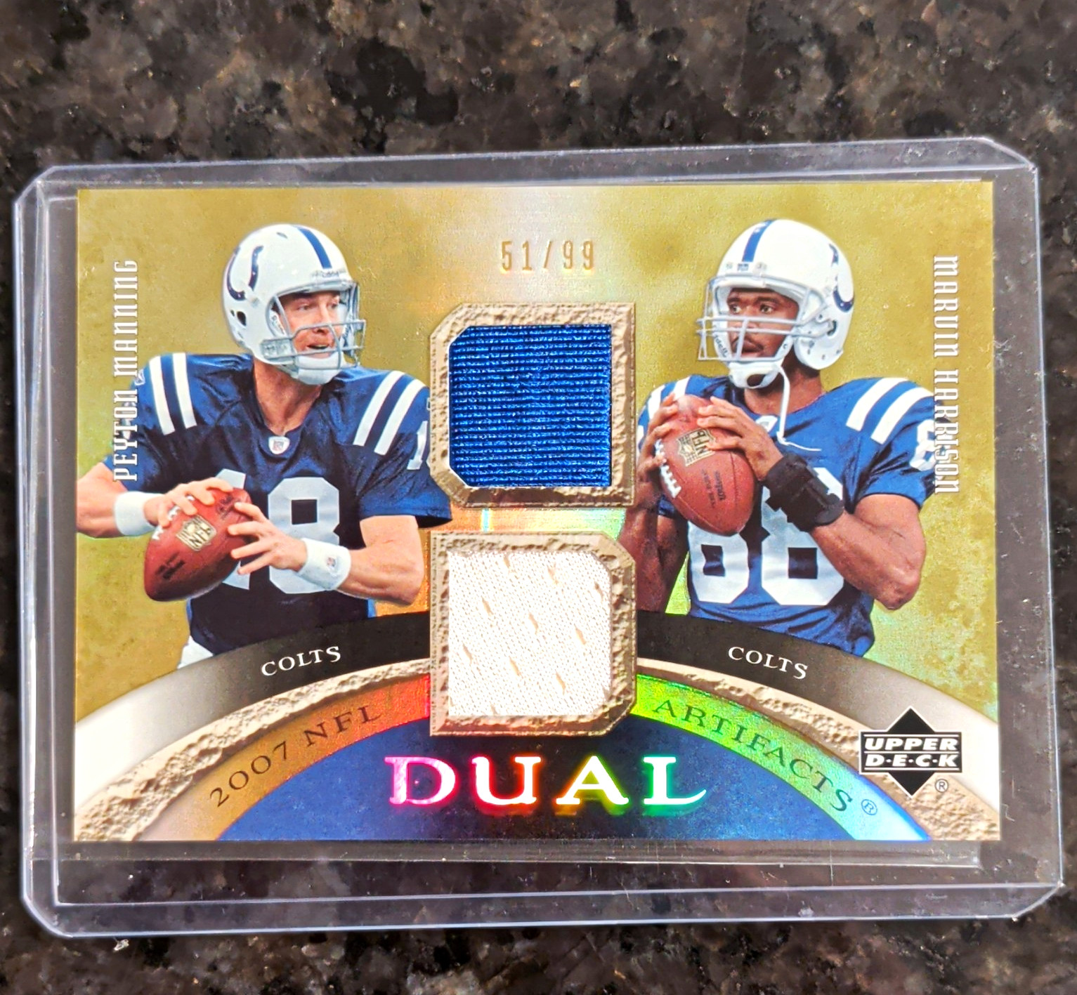 Upper Deck 2007 Artifacts Dual Artifacts Manning Harrison Colts MEM DA-MH /99