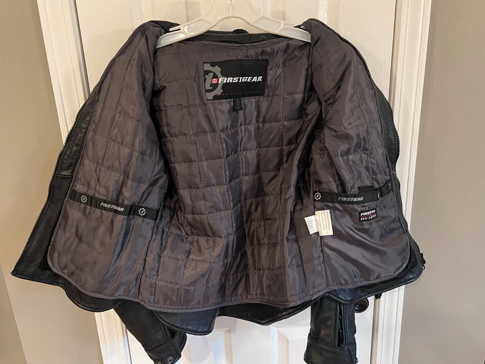 Chaqueta de motociclista forrada de cuero negra para mujer FIRST GEAR talla L Foto 3 de 3
