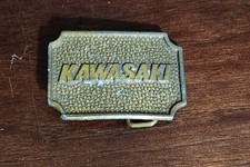 Vintage Kawasaki Motorcycle Brass Belt Buckle Metal Heavy