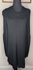 Tobi Women's Black Longsleeve Knee Length Sweater Dress Puffed Sleeve Size M