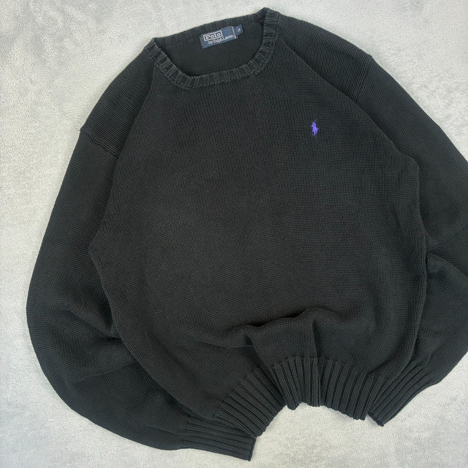 Vintage Polo Ralph Lauren 2000's Black Heavyweight Knit Size Medium Jumper image 2