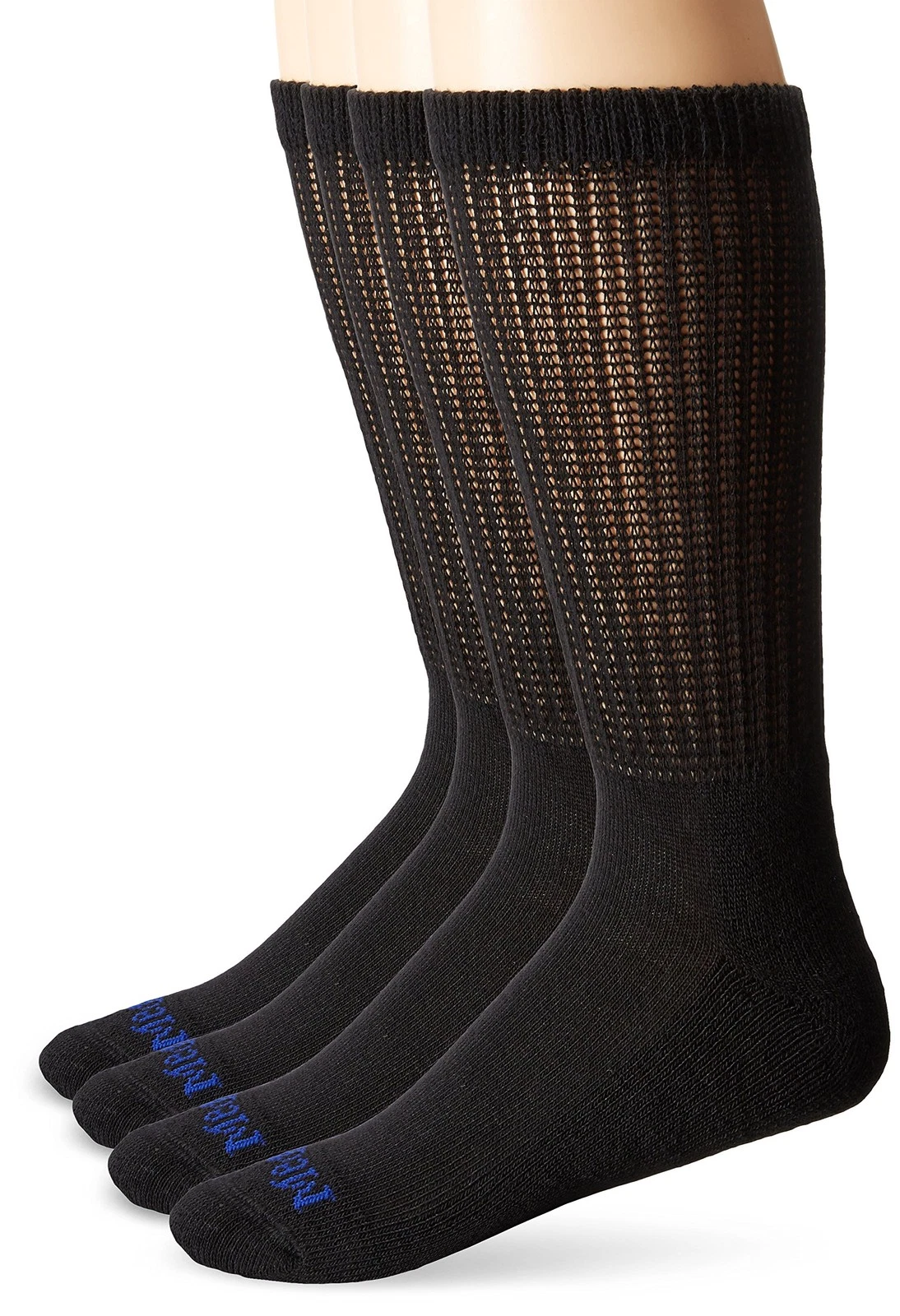 Adult Half Cushion Crew Socks, 4-Pairs, Black, Large
