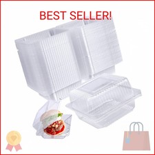 100 Pcs Clear Hinged Plastic Containers with Lids,Individual Cake Slice Containe