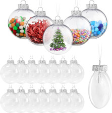 20 Clear Fillable Plastic Ornaments, 2.36 Inch DIY Christmas Tree Decor